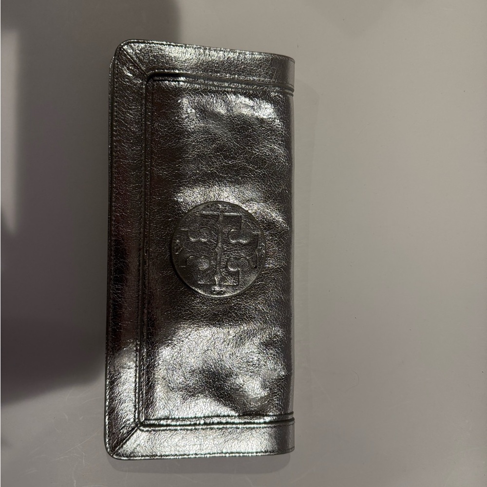 Tory Burch Metallic Silver Clutch